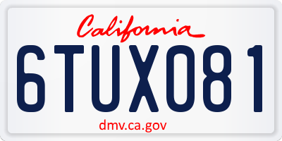 CA license plate 6TUX081