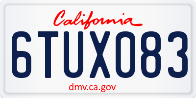 CA license plate 6TUX083
