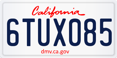 CA license plate 6TUX085