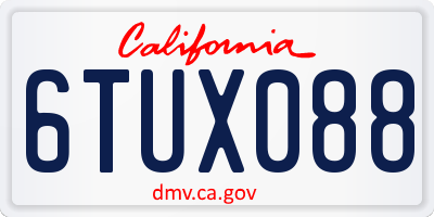 CA license plate 6TUX088