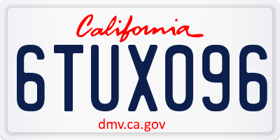 CA license plate 6TUX096