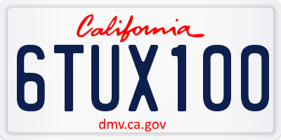 CA license plate 6TUX100