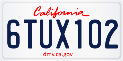 CA license plate 6TUX102