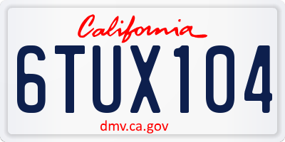 CA license plate 6TUX104