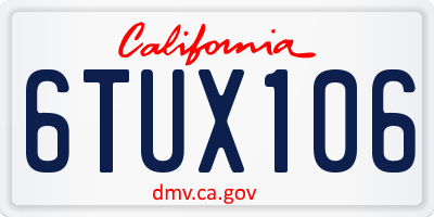 CA license plate 6TUX106