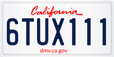 CA license plate 6TUX111
