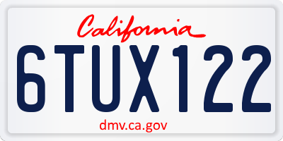 CA license plate 6TUX122