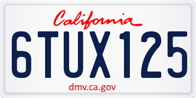 CA license plate 6TUX125