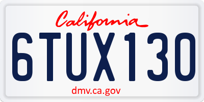 CA license plate 6TUX130
