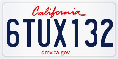 CA license plate 6TUX132