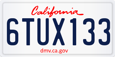 CA license plate 6TUX133