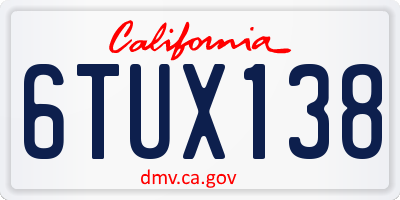 CA license plate 6TUX138