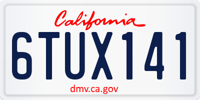 CA license plate 6TUX141