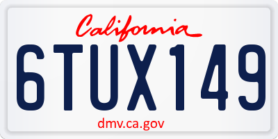 CA license plate 6TUX149