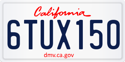 CA license plate 6TUX150