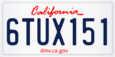CA license plate 6TUX151