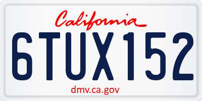 CA license plate 6TUX152