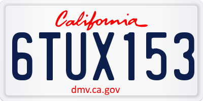 CA license plate 6TUX153