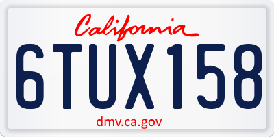 CA license plate 6TUX158