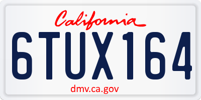 CA license plate 6TUX164