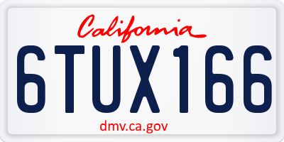 CA license plate 6TUX166