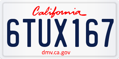 CA license plate 6TUX167