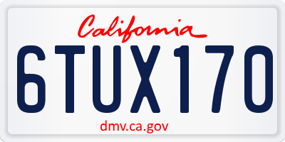 CA license plate 6TUX170