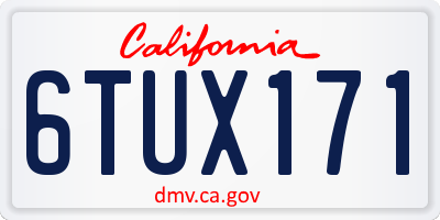 CA license plate 6TUX171