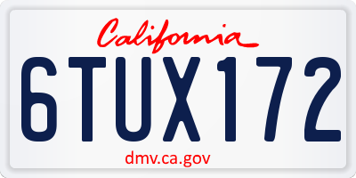 CA license plate 6TUX172