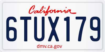 CA license plate 6TUX179