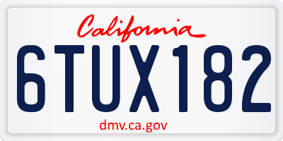 CA license plate 6TUX182