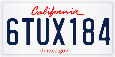 CA license plate 6TUX184