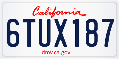 CA license plate 6TUX187