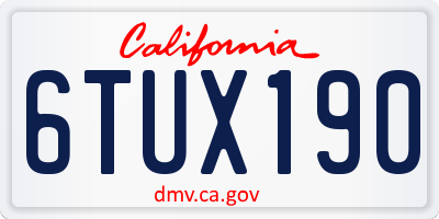CA license plate 6TUX190