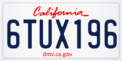 CA license plate 6TUX196
