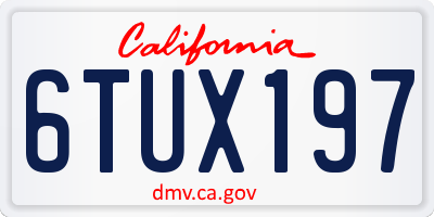 CA license plate 6TUX197