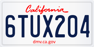 CA license plate 6TUX204