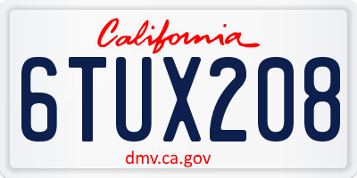 CA license plate 6TUX208