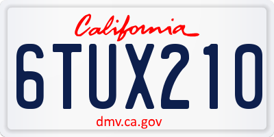 CA license plate 6TUX210