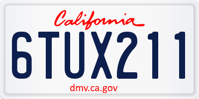 CA license plate 6TUX211