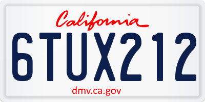 CA license plate 6TUX212