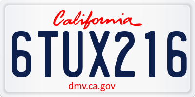 CA license plate 6TUX216