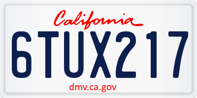 CA license plate 6TUX217