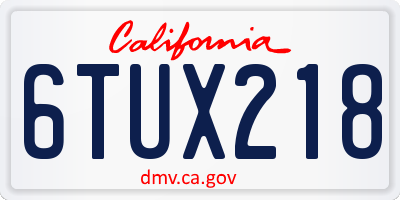 CA license plate 6TUX218