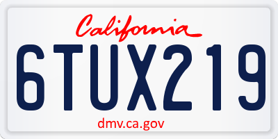 CA license plate 6TUX219