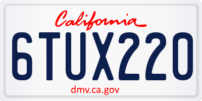 CA license plate 6TUX220