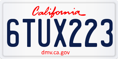 CA license plate 6TUX223