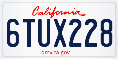 CA license plate 6TUX228