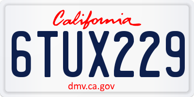 CA license plate 6TUX229