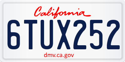 CA license plate 6TUX252
